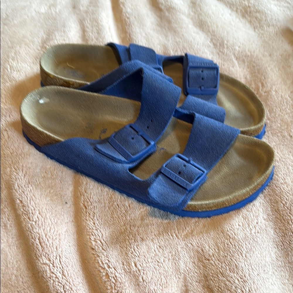 Birkenstock Blue Tan Sandals with Adjustable Straps
